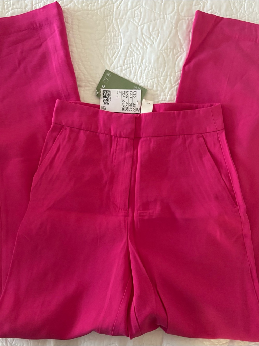 H&M Fuchsia High-Rise Straight Trousers